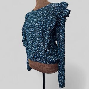 Wild Fable Womens Ruffle Peasant Top XL Prairie Boho Cottagecore Romantic Ditzy